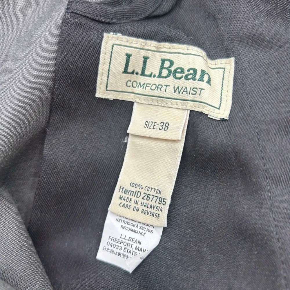 L.L. Bean Comfort Waist Chino Shorts Grey Mens Size 38 Cotton